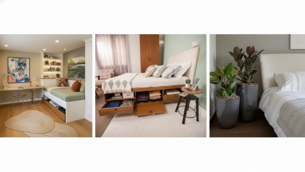 quarto detalhes pessoais quadros luz natural